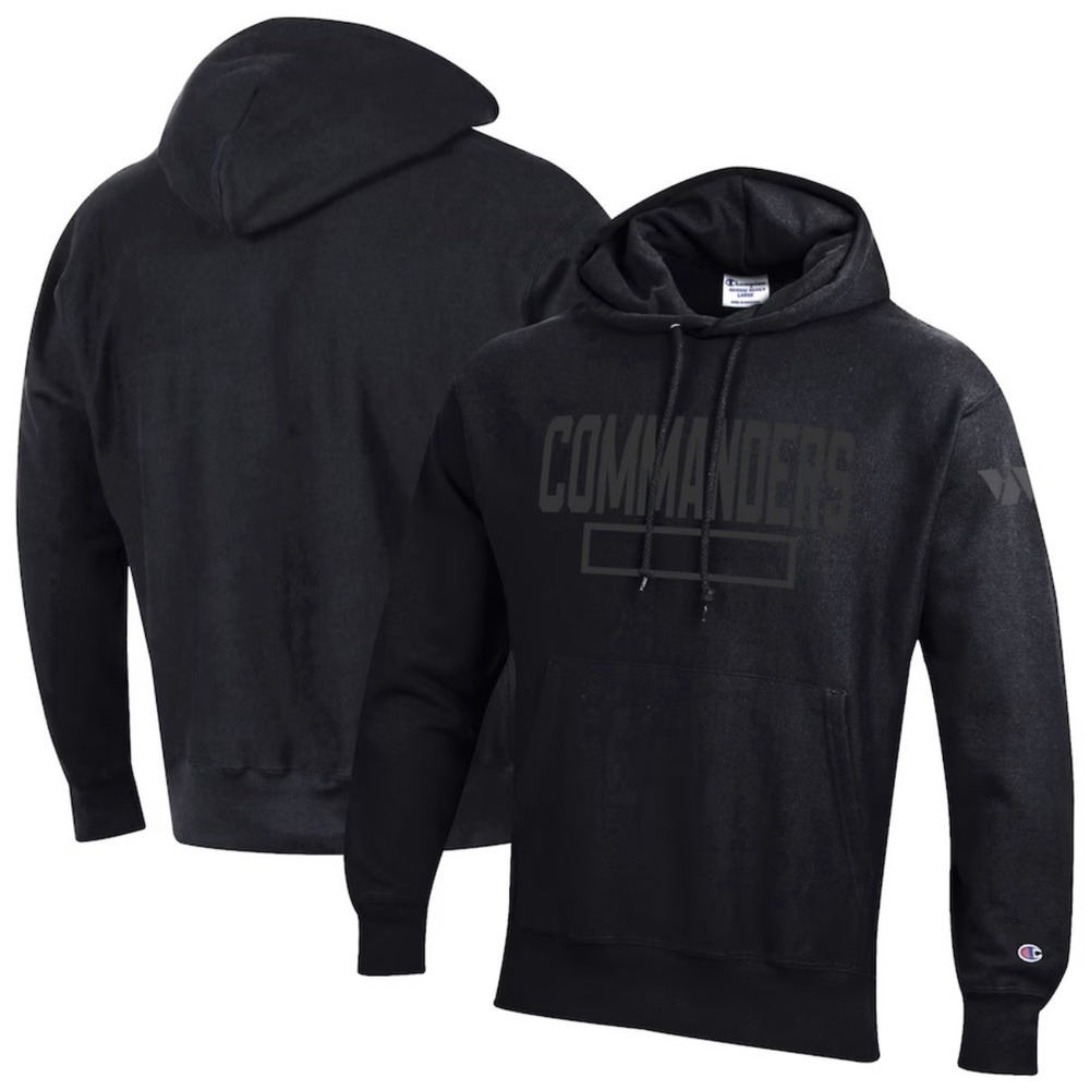 Washington Commanders Champion Tonal Reverse Weave Fleece Hoodie Men's Sml Black